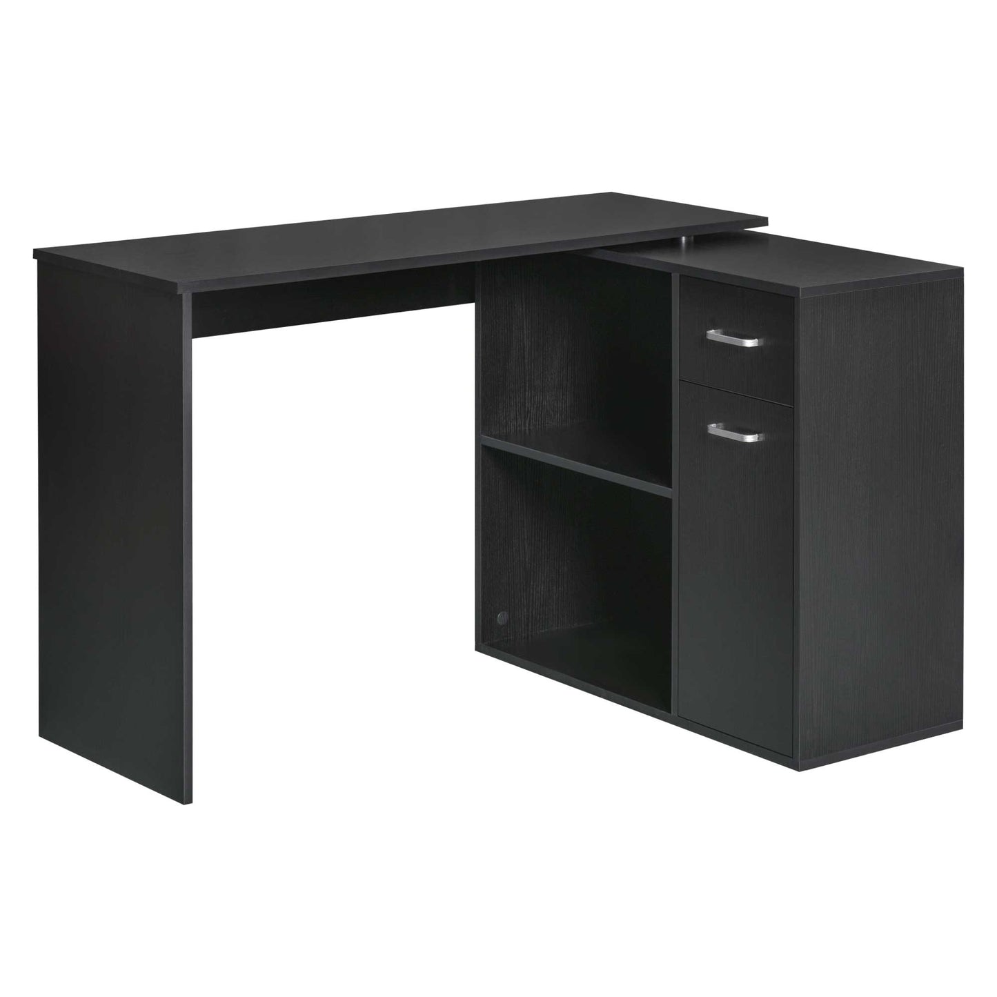 L-Shaped corner computer desk Table Study Table PC Workstation with Storage Shelf Drawer Home Office Black-1