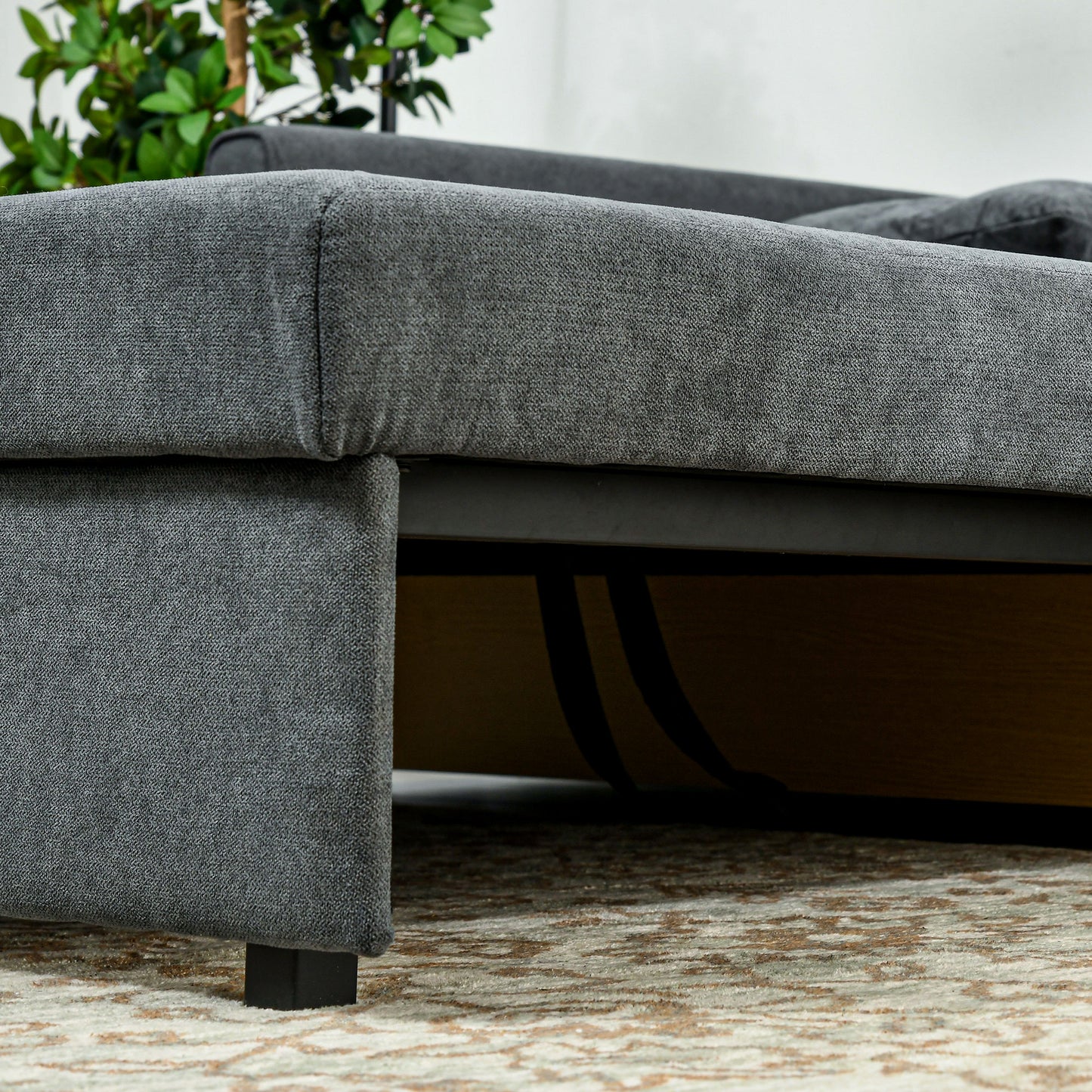 2 Seater Sofa Bed, Convertible Bed Settee, Modern Fabric Loveseat Sofa Couch with 2 Cushions, Hidden Storage for Guest Room, Dark Grey by HOMCOM-7
