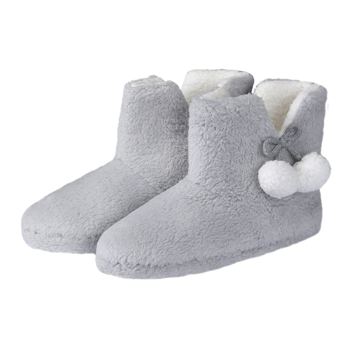 TEDDY BOOT SLIPPERS SIZES S, M AND L IN GREY-0