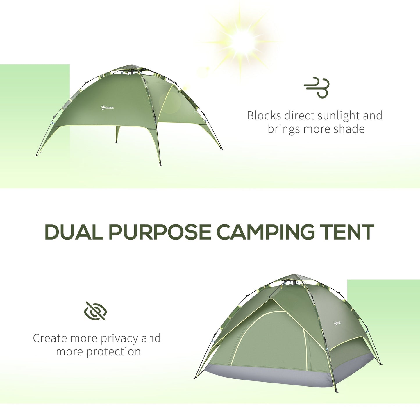 3 Person Pop Up Camping Tent Waterproof Festival Shelter - Blue-4