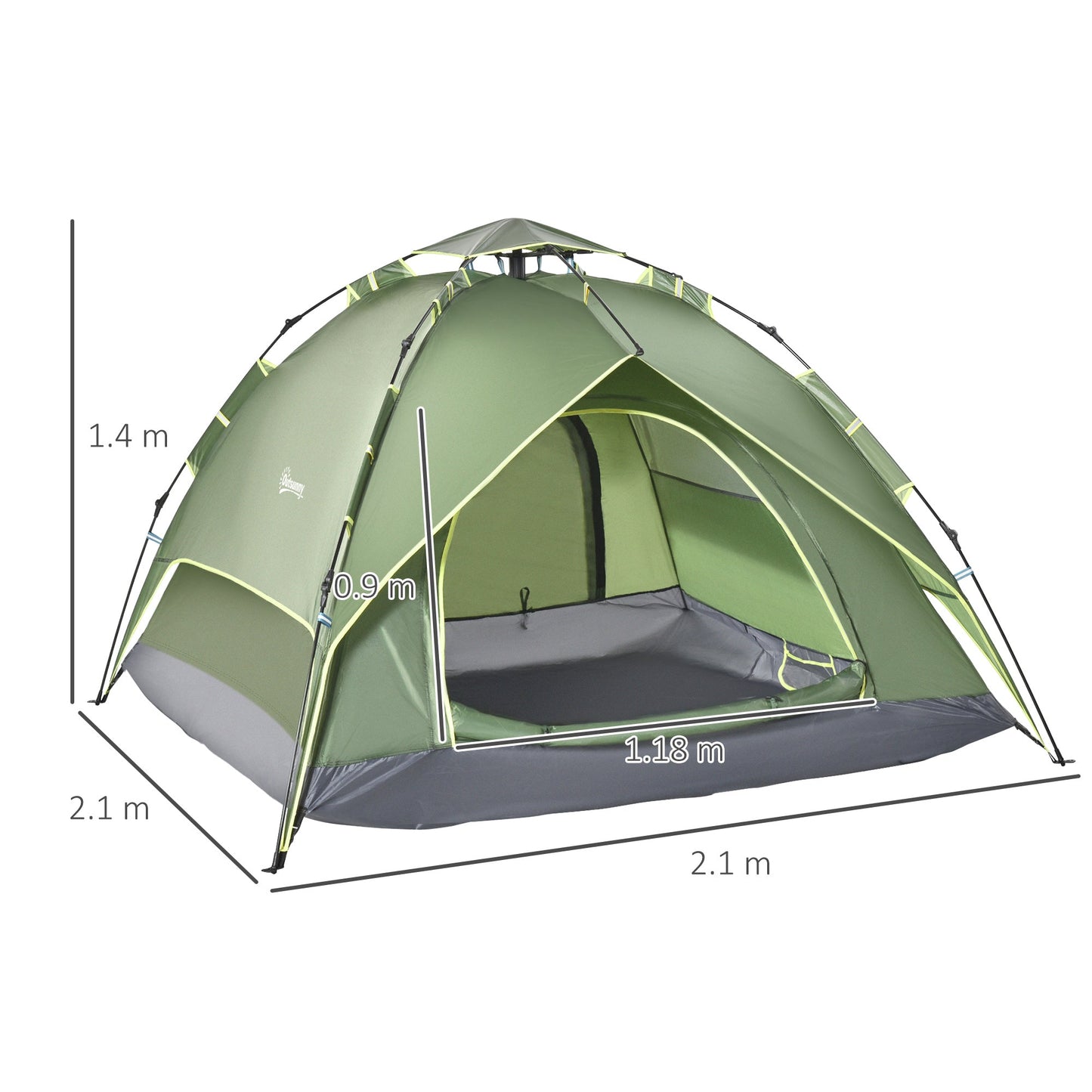 3 Person Pop Up Camping Tent Waterproof Festival Shelter - Blue-2
