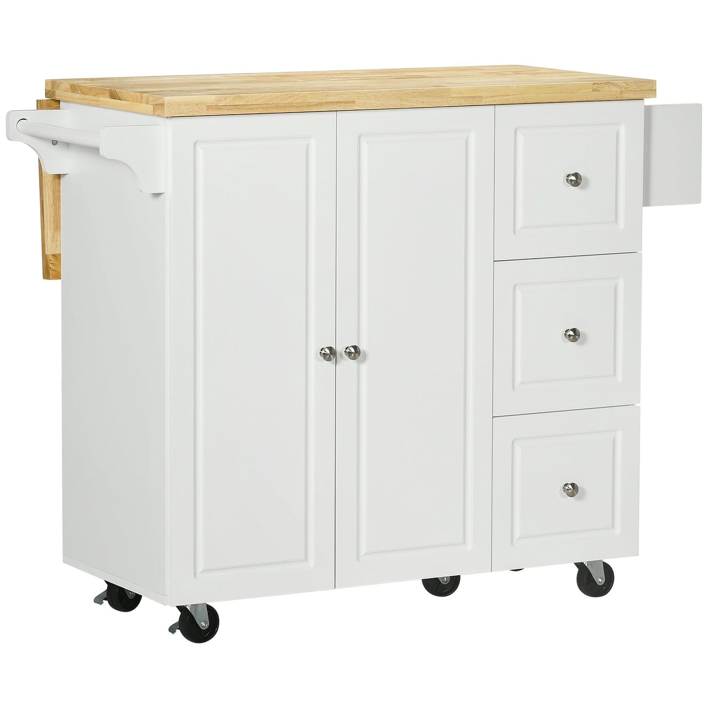 Drop-Leaf Kitchen Island on Wheels Utility Storage Cart with Drawers & Cabinet for Kitchen, Dining & Living Room-0