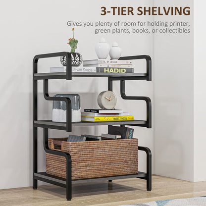 3-Tier Storage Shelves, Metal Shelving Unit, Industrial Printer Table for Home Office, Display Rack for Living Room, Black-3