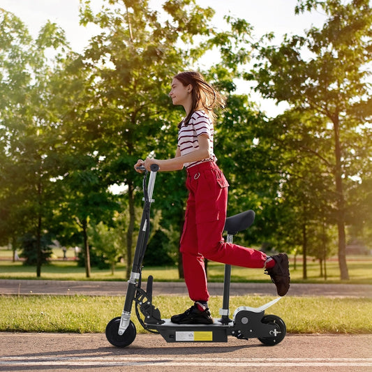 120W Teens Foldable Kids Powered Scooters 24V Rechargeable Battery Adjustable Ride on Outdoor Toy (Black)-1