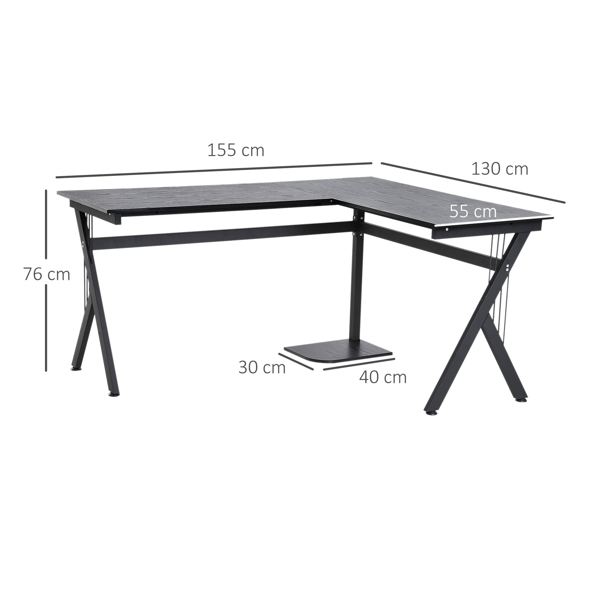 Corner Computer Desk, L-Shaped Desk with CPU Stand, Home Office Laptop Haven, Study Workstation in Black | HOMCOM-1