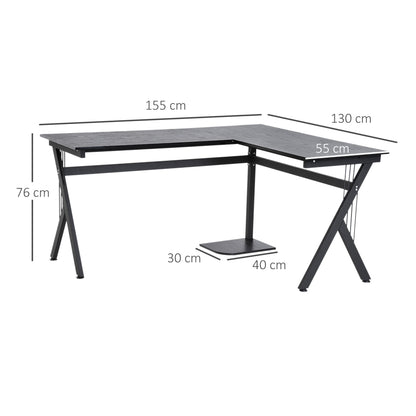 Corner Computer Desk, L-Shaped Desk with CPU Stand, Home Office Laptop Haven, Study Workstation in Black | HOMCOM-1