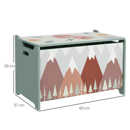 Kids Toy Chest with Safety Hinge Lid and Rounded Corners - Green-2