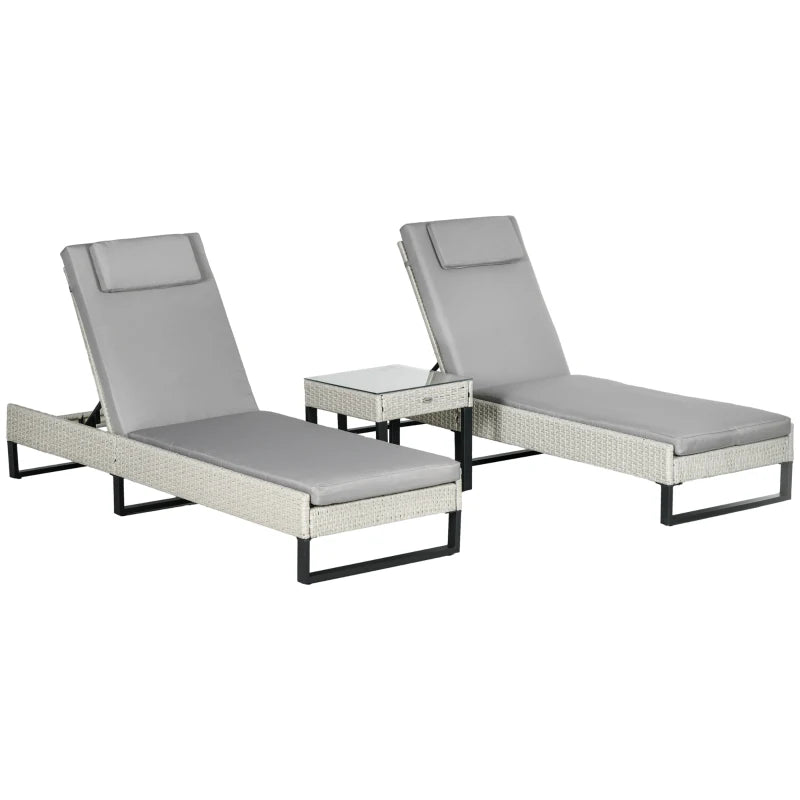 3 piece PE Rattan Sun Lounger Set