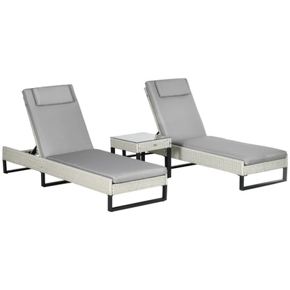 3 piece PE Rattan Sun Lounger Set