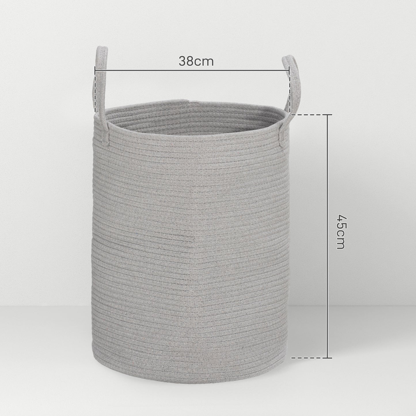 HOMCOM 36L Cotton Rope Laundry Basket, with Handles in Grey