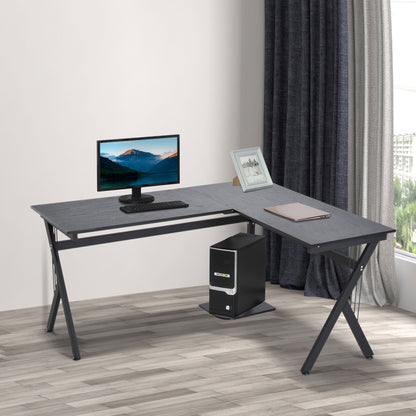 Corner Computer Desk, L-Shaped Desk with CPU Stand, Home Office Laptop Haven, Study Workstation in Black | HOMCOM-5