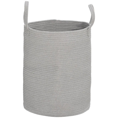 HOMCOM 36L Cotton Rope Laundry Basket, with Handles in Grey