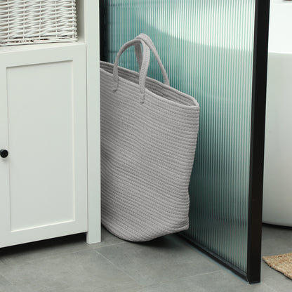 HOMCOM 36L Cotton Rope Laundry Basket, with Handles in Grey