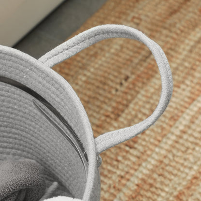 HOMCOM 36L Cotton Rope Laundry Basket, with Handles in Grey