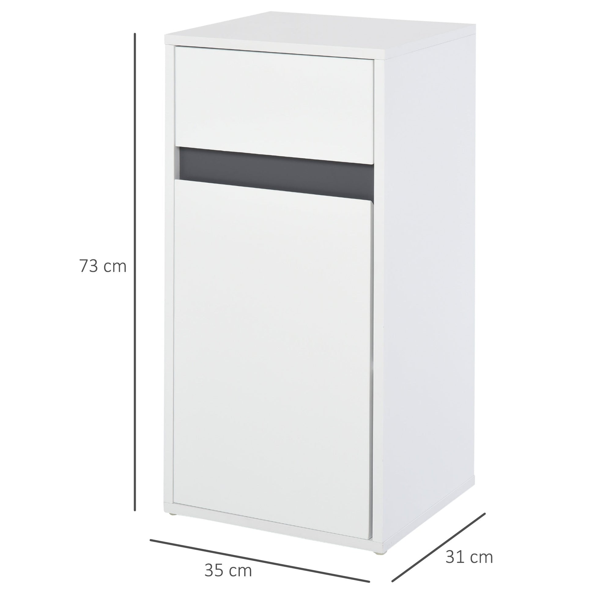 Modern Minimalistic Bathroom Storage Cabinet w/ Drawer Cupboard Adjustable Shelf Door Home Organiser Sleek Beautiful Freestanding Compact White-2