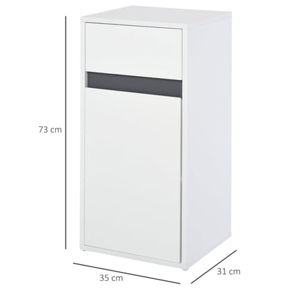 Modern Minimalistic Bathroom Storage Cabinet w/ Drawer Cupboard Adjustable Shelf Door Home Organiser Sleek Beautiful Freestanding Compact White-2