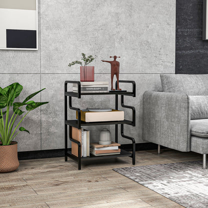 3-Tier Storage Shelves, Metal Shelving Unit, Industrial Printer Table for Home Office, Display Rack for Living Room, Black-1