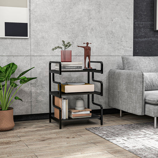 3-Tier Storage Shelves, Metal Shelving Unit, Industrial Printer Table for Home Office, Display Rack for Living Room, Black-1