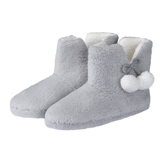 TEDDY BOOT SLIPPERS SIZES S, M AND L IN GREY-0