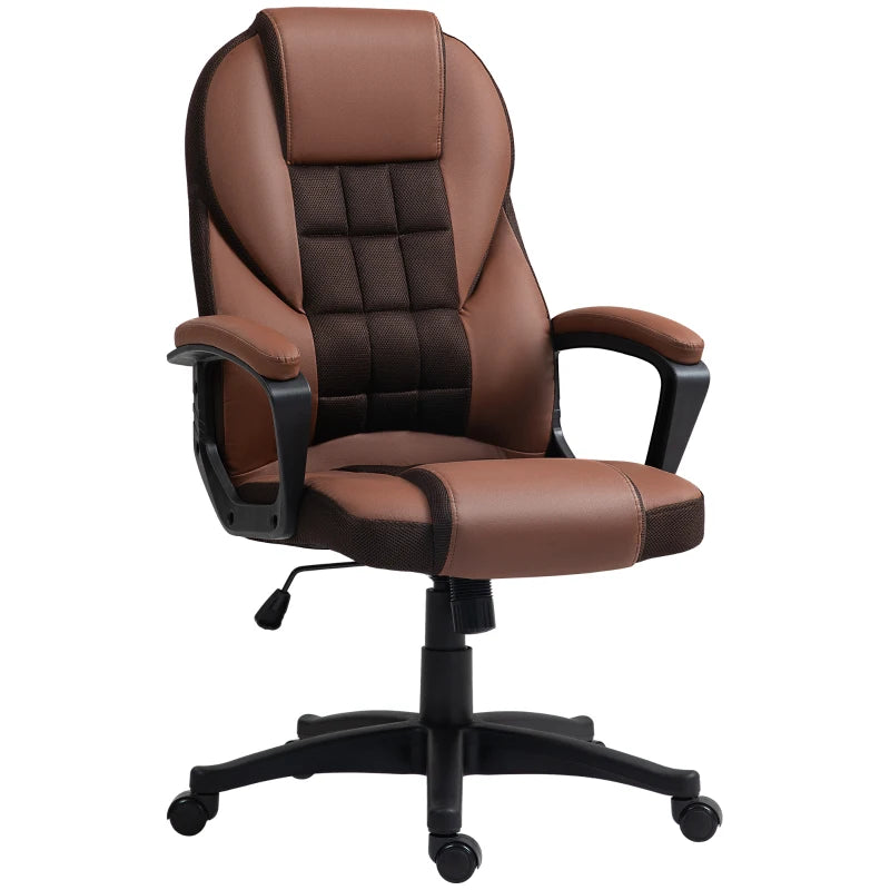 HOMCOM Faux Leather Office Chair in Brown-0