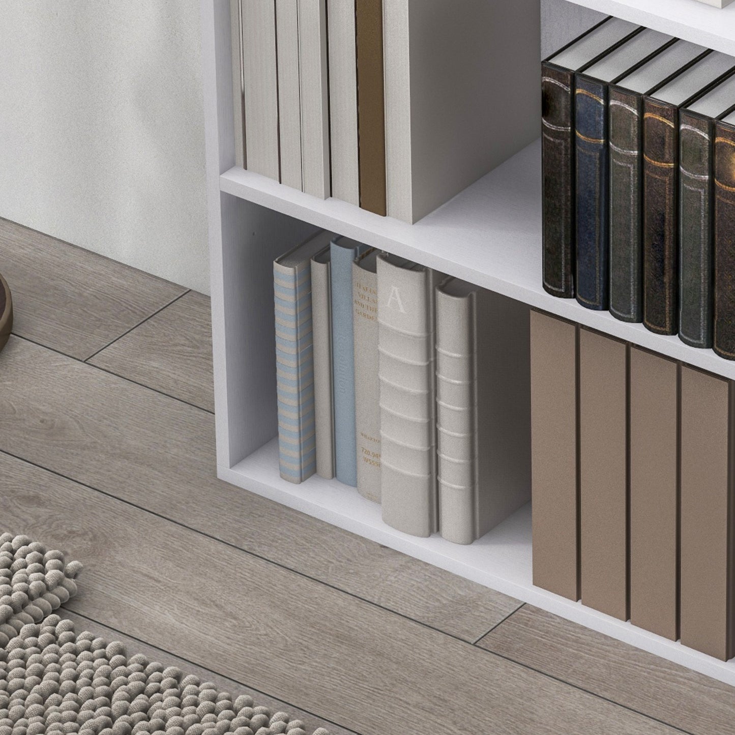 HOMCOM 2 Tier Bookshelf, Low Bookcase with Adjustable Shelf, 2 Compartments for Home Office, Living Room, Study in White-7