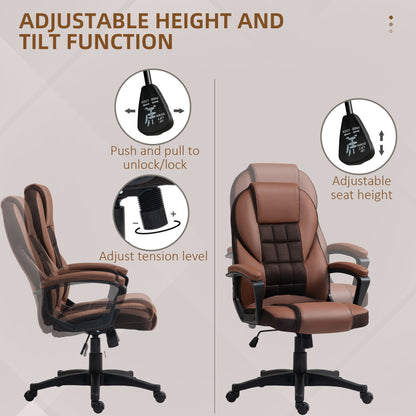 HOMCOM Faux Leather Office Chair in Brown-2