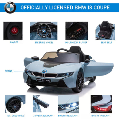 BMW I8 Coupe Licensed 6V Ride On Car Toy with Remote Control, Powered Electric Car, Music, Horn, for 3-8 Years, Blue-3