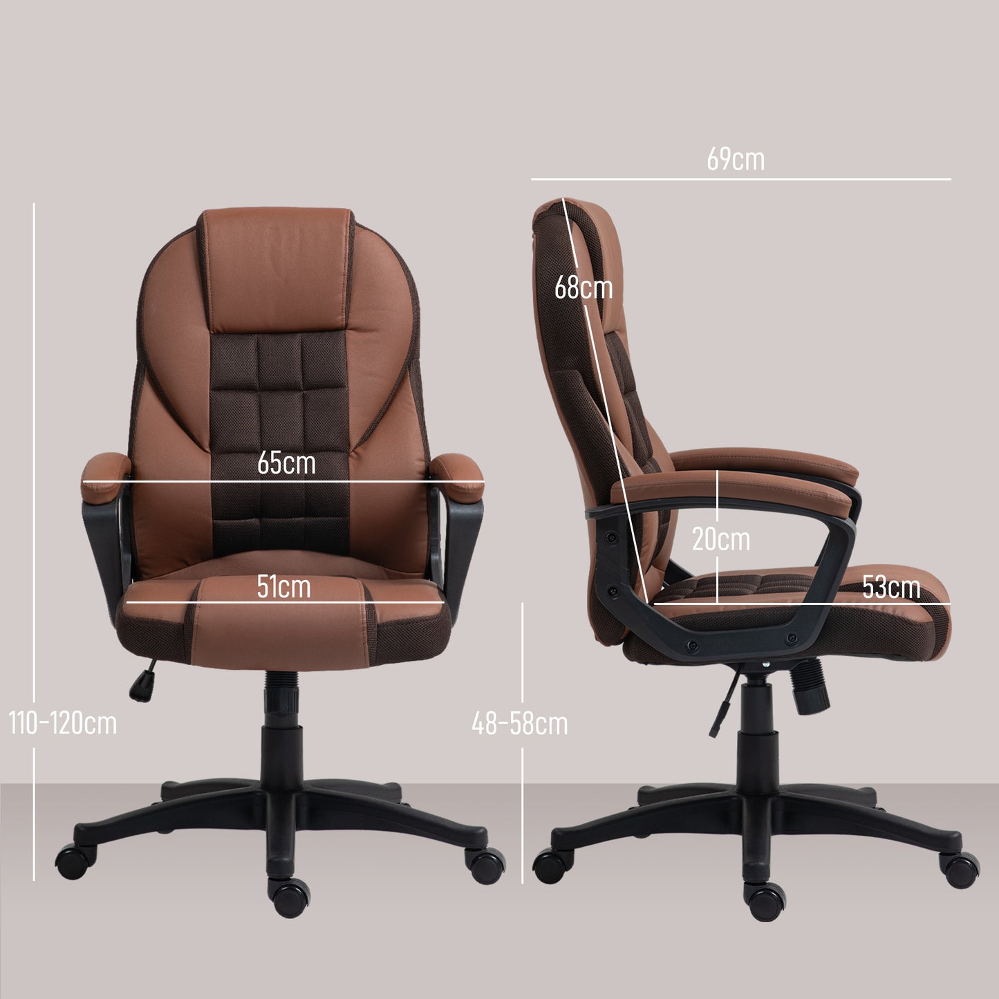 HOMCOM Faux Leather Office Chair in Brown-1