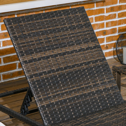 Outsunny Rattan Sun Loungers Set of 2 with 5-Level Adjustable Backrest, Wicker Lounge Chairs with Padded Cushion and Headrest for Outdoor, Poolside, Garden, Cream White-6