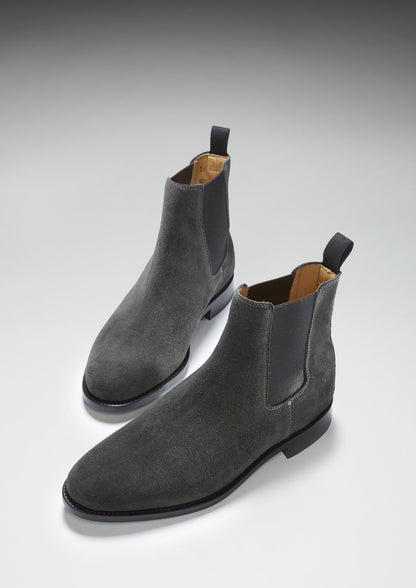 Grey Suede Chelsea Boots, Welted Leather Sole-2