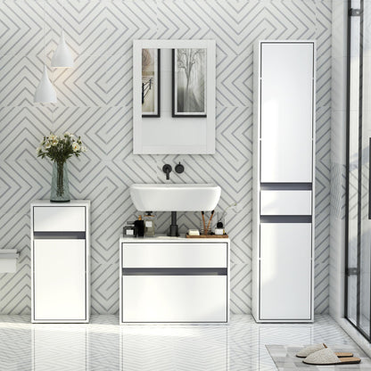 Modern Minimalistic Bathroom Storage Cabinet w/ Drawer Cupboard Adjustable Shelf Door Home Organiser Sleek Beautiful Freestanding Compact White-1
