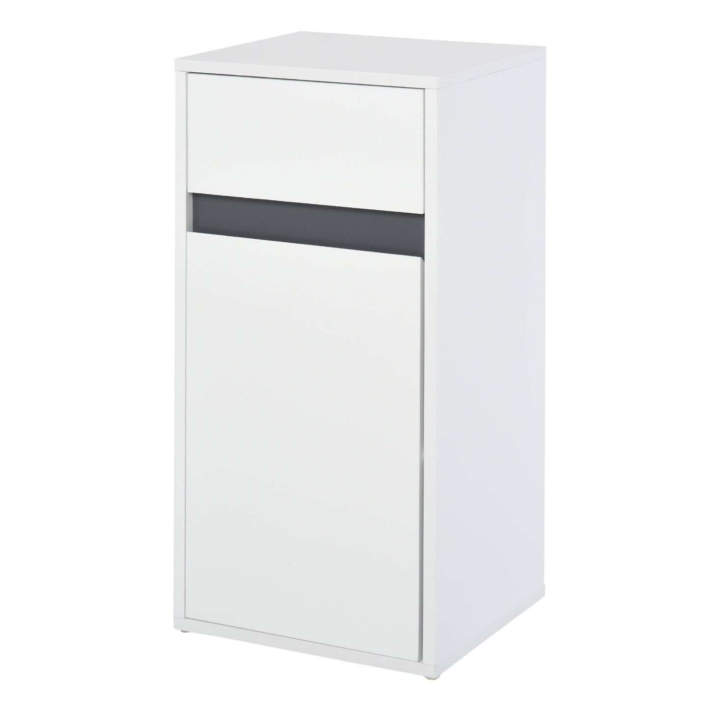 Modern Minimalistic Bathroom Storage Cabinet w/ Drawer Cupboard Adjustable Shelf Door Home Organiser Sleek Beautiful Freestanding Compact White-0