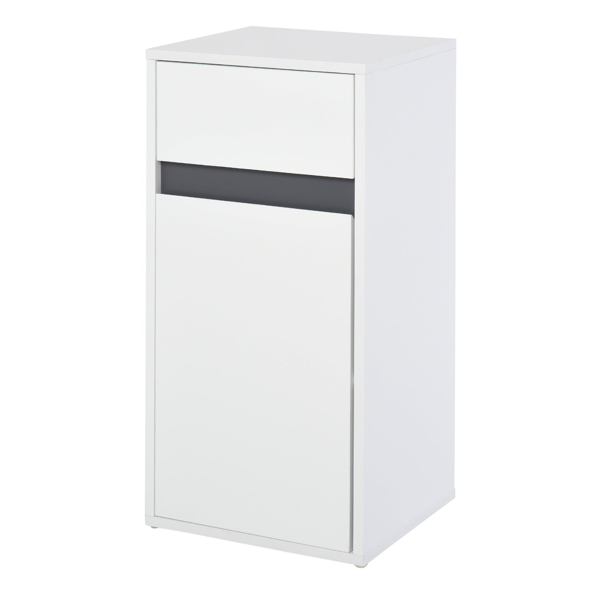 Modern Minimalistic Bathroom Storage Cabinet w/ Drawer Cupboard Adjustable Shelf Door Home Organiser Sleek Beautiful Freestanding Compact White-0