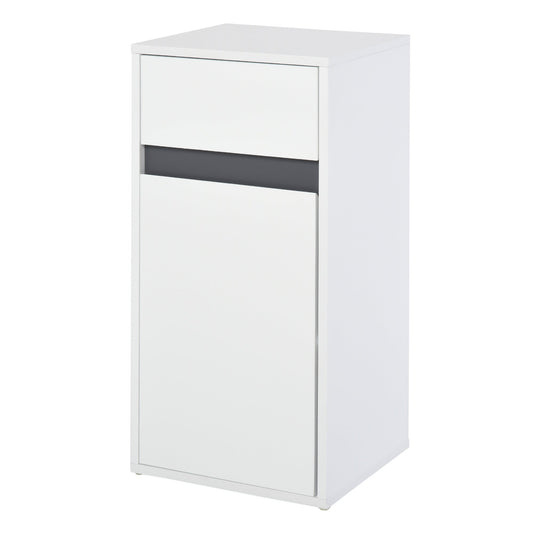 Modern Minimalistic Bathroom Storage Cabinet w/ Drawer Cupboard Adjustable Shelf Door Home Organiser Sleek Beautiful Freestanding Compact White-0