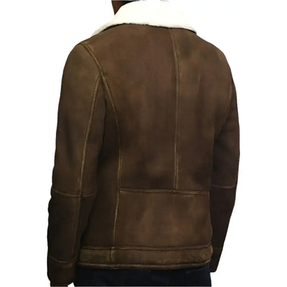 Mens Vintage Shearling Sheepskin Leather Jacket-1