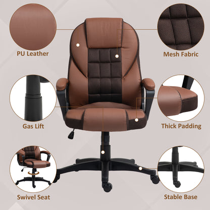HOMCOM Faux Leather Office Chair in Brown-3