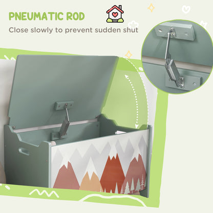 Kids Toy Chest with Safety Hinge Lid and Rounded Corners - Green-4