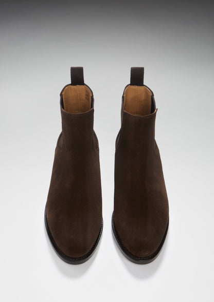 Women's Brown Suede Chelsea Boots, Welted Leather Sole-1