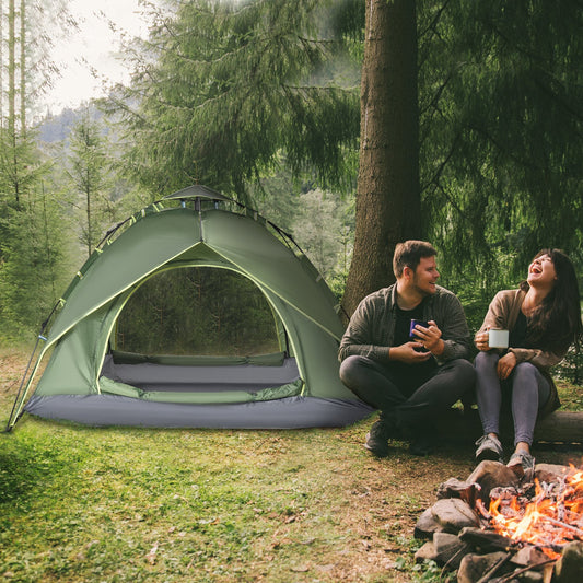 3 Person Pop Up Camping Tent Waterproof Festival Shelter - Blue-1