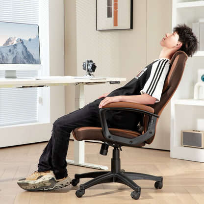 HOMCOM Faux Leather Office Chair in Brown-5